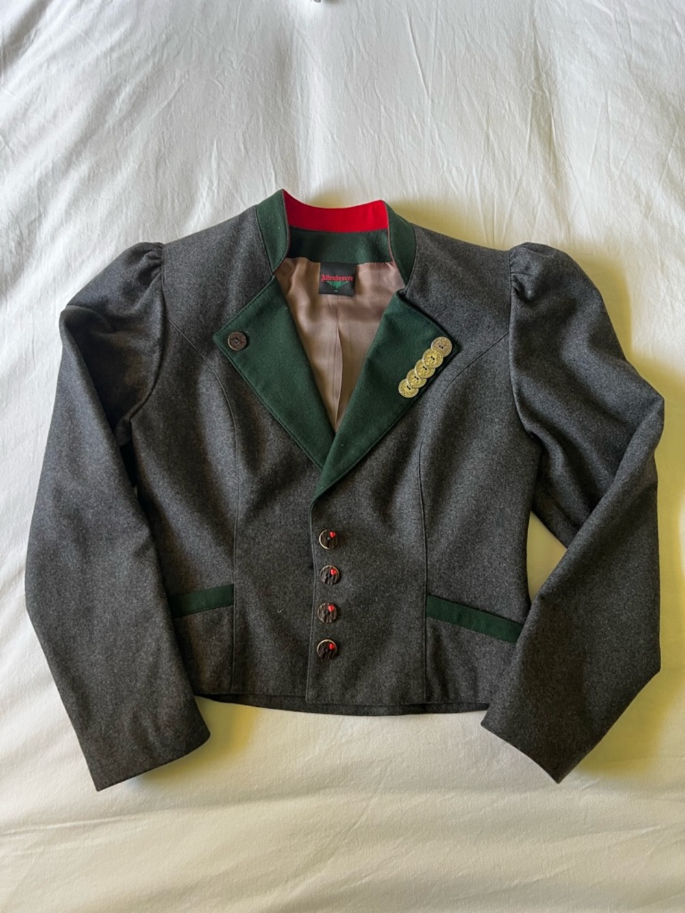 Womens Charcoal Grey Trachten Wool Blazer - Oktoberfest